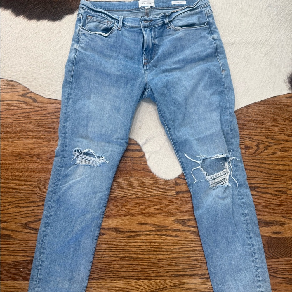 Frame Denim Light Blue Ripped Skinny Jeans